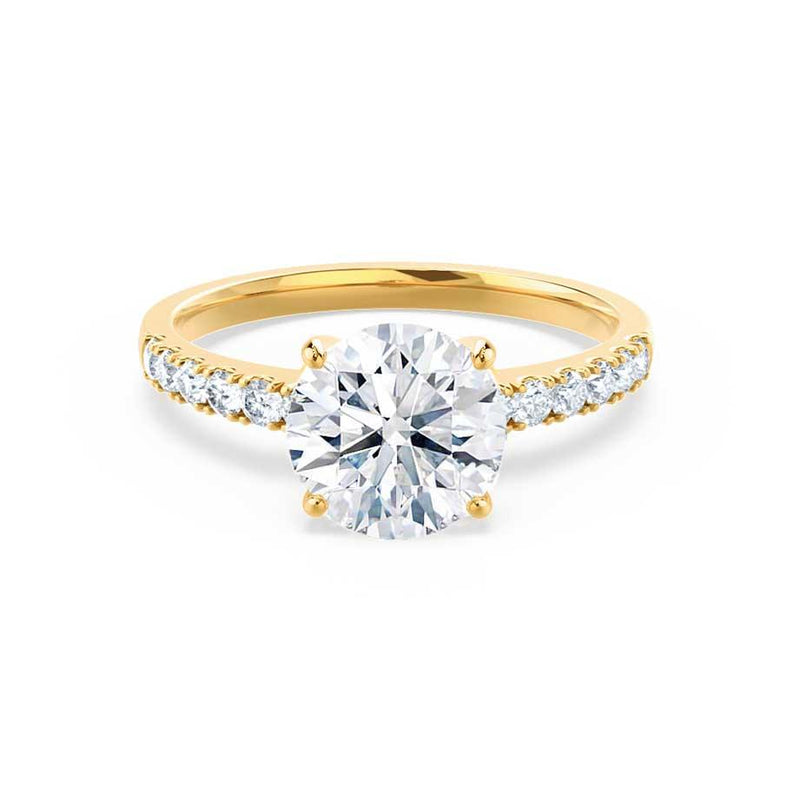GISELLE - Round Moissanite & Diamond 18k Yellow Gold Solitaire Ring Engagement Ring Lily Arkwright