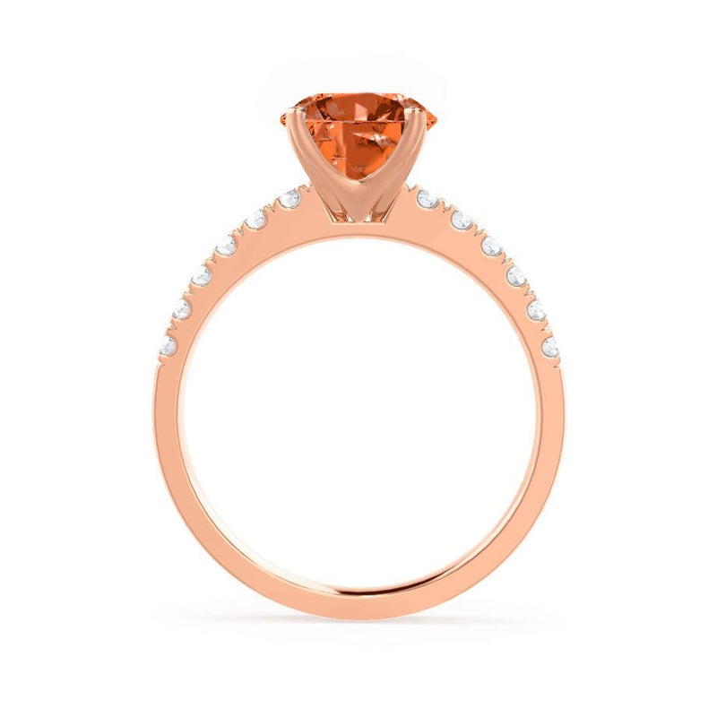 GISELLE - Chatham® Padparadscha Sapphire & Diamond 18k Rose Gold Ring Engagement Ring Lily Arkwright