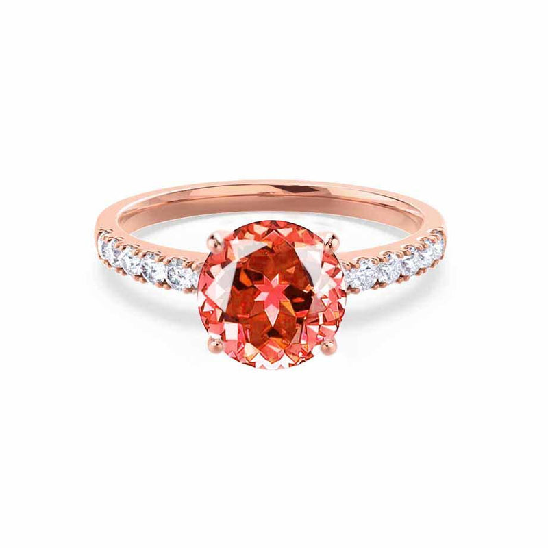 GISELLE - Chatham® Padparadscha Sapphire & Diamond 18k Rose Gold Ring Engagement Ring Lily Arkwright