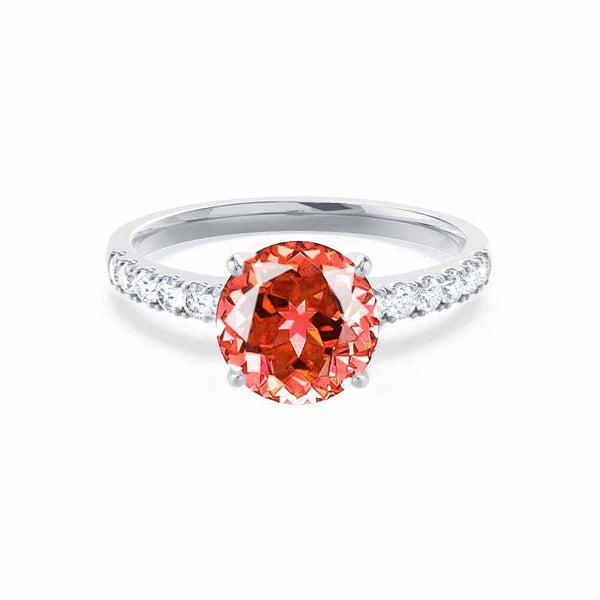 GISELLE - Chatham® Padparadscha Sapphire & Diamond 18k White Gold Ring Engagement Ring Lily Arkwright