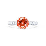 GISELLE - Chatham® Padparadscha Sapphire & Diamond 18k White Gold Ring Engagement Ring Lily Arkwright