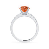 GISELLE - Chatham® Padparadscha Sapphire & Diamond 950 Platinum Ring Engagement Ring Lily Arkwright