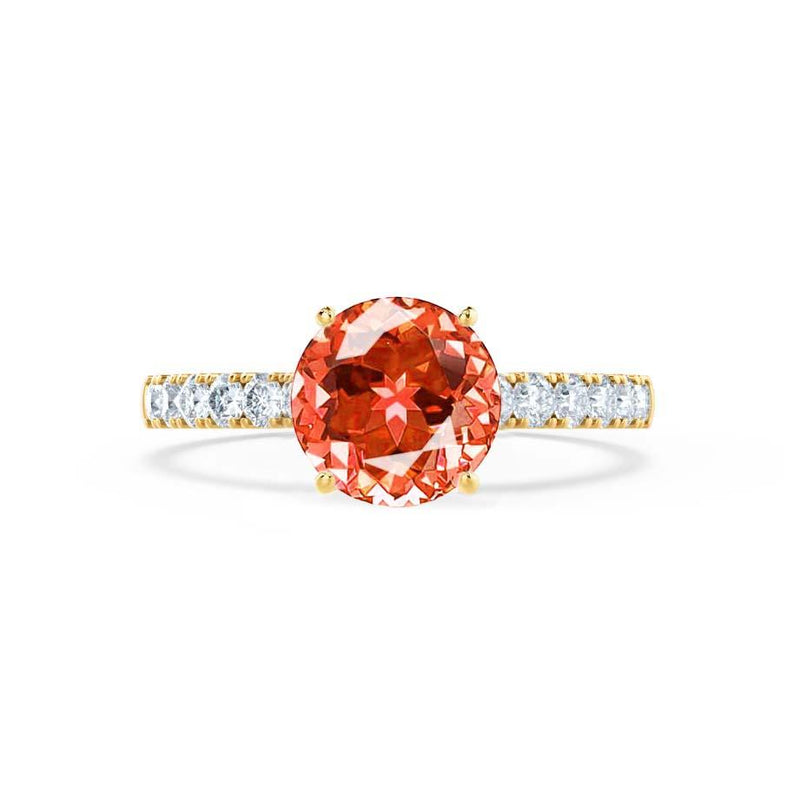 GISELLE - Chatham® Padparadscha Sapphire & Diamond 18k Yellow Gold Ring Engagement Ring Lily Arkwright