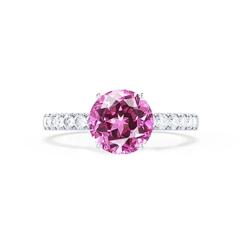 GISELLE - Chatham® Pink Sapphire & Diamond 950 Platinum Ring Engagement Ring Lily Arkwright