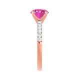 GISELLE - Chatham® Pink Sapphire & Diamond 18k Rose Gold Ring Engagement Ring Lily Arkwright
