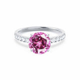 GISELLE - Chatham® Pink Sapphire & Diamond 950 Platinum Ring Engagement Ring Lily Arkwright