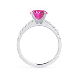GISELLE - Chatham® Pink Sapphire & Diamond 18k White Gold Ring Engagement Ring Lily Arkwright