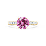 GISELLE - Chatham® Pink Sapphire & Diamond 18k Yellow Gold Ring Engagement Ring Lily Arkwright