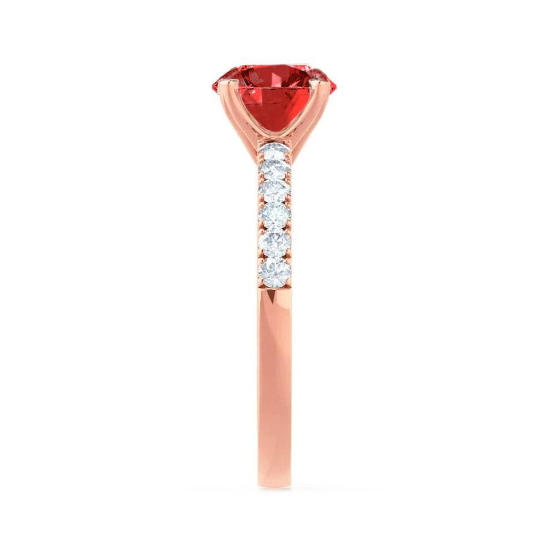 GISELLE - ChathamⓇ Ruby & Diamond 18k Rose Gold Solitaire Engagement Ring Lily Arkwright
