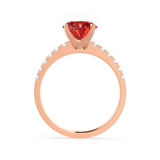 GISELLE - ChathamⓇ Ruby & Diamond 18k Rose Gold Solitaire Engagement Ring Lily Arkwright