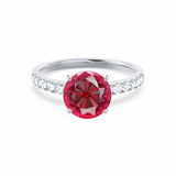 GISELLE - Chatham® Ruby & Diamond 950 Platinum Ring Engagement Ring Lily Arkwright