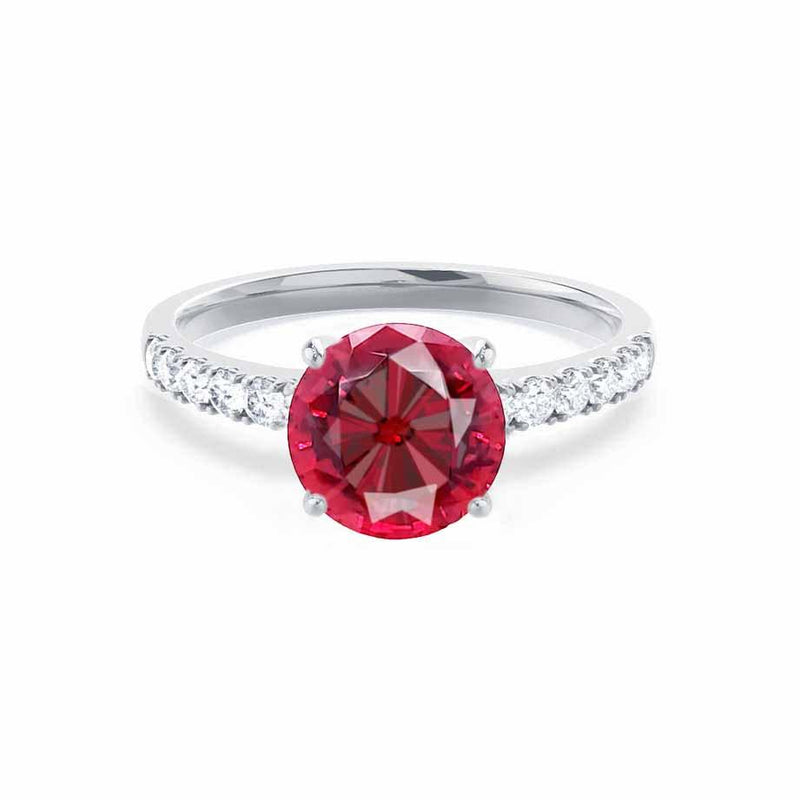 GISELLE - Chatham® Ruby & Diamond 18K White Gold Ring Engagement Ring Lily Arkwright