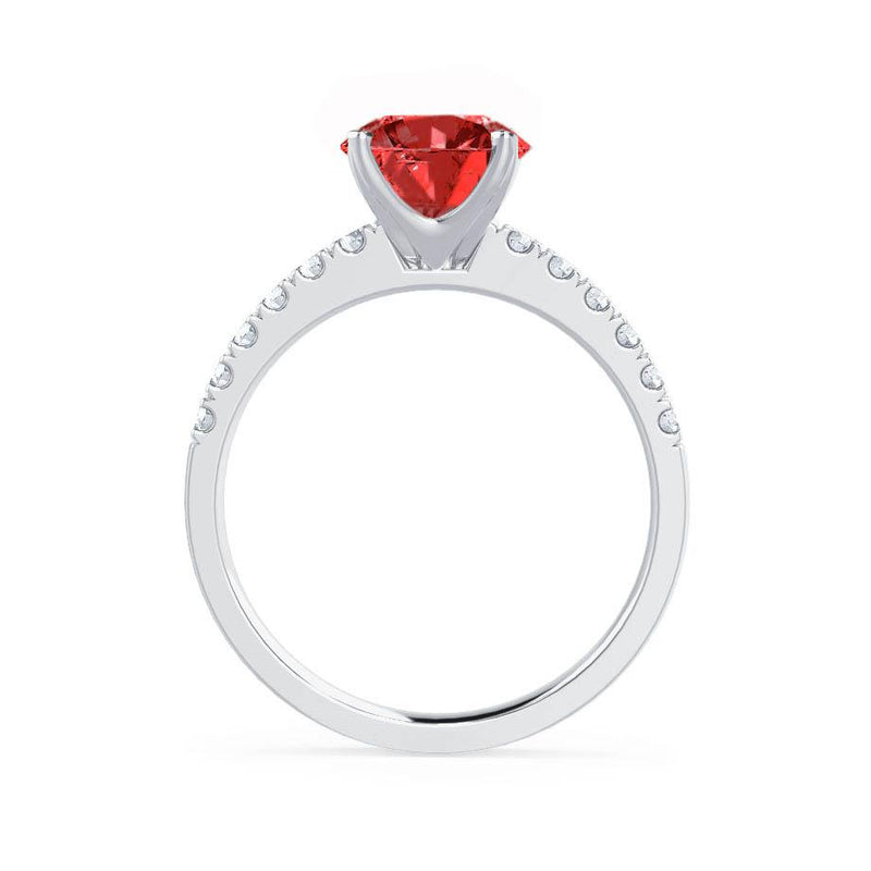 GISELLE - Chatham® Ruby & Diamond 18K White Gold Ring Engagement Ring Lily Arkwright