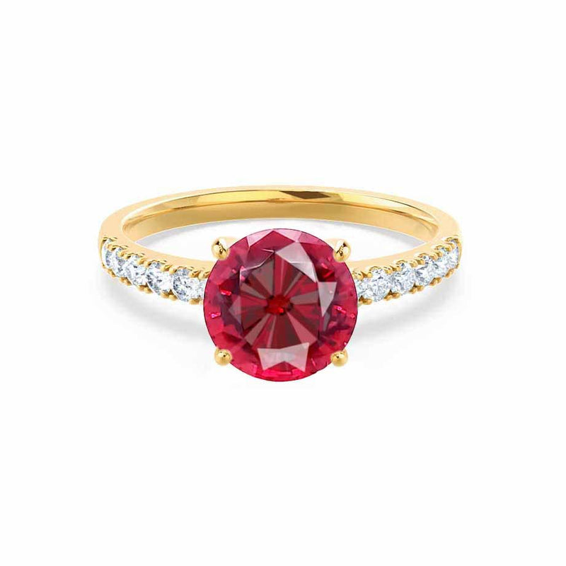 GISELLE - ChathamⓇ Ruby & Diamond 18k Yellow Gold Solitaire Engagement Ring Lily Arkwright