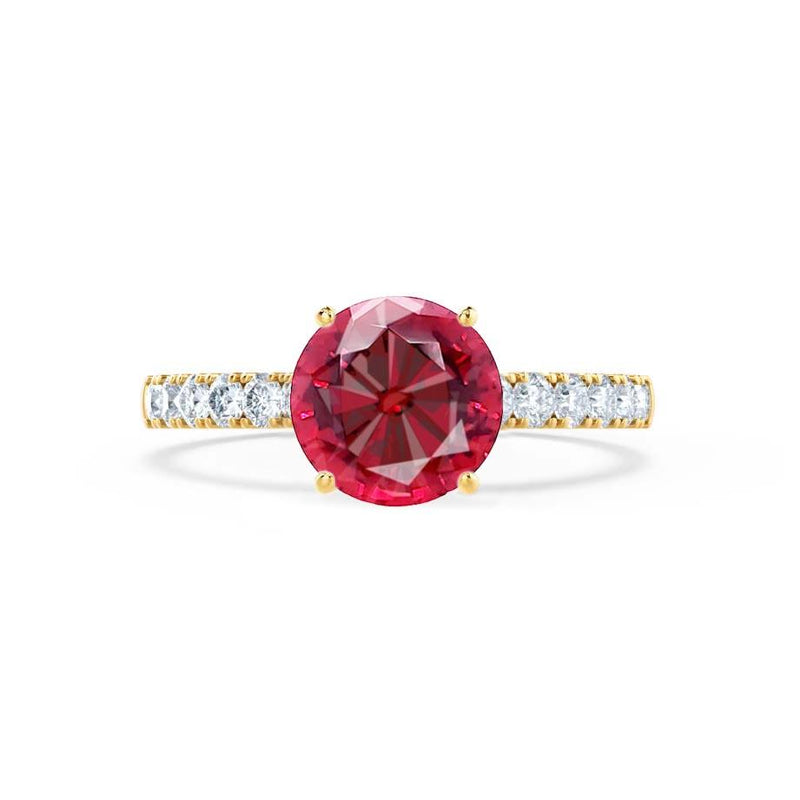 GISELLE - ChathamⓇ Ruby & Diamond 18k Yellow Gold Solitaire Engagement Ring Lily Arkwright