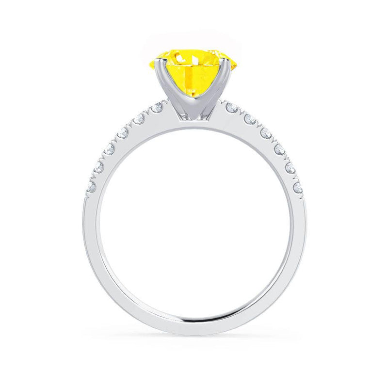 GISELLE - Chatham® Yellow Sapphire & Diamond 18k White Gold Ring Engagement Ring Lily Arkwright