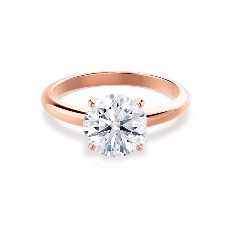 GRACE - Round Natural Diamond 18k Rose Gold Solitaire Ring Engagement Ring Lily Arkwright