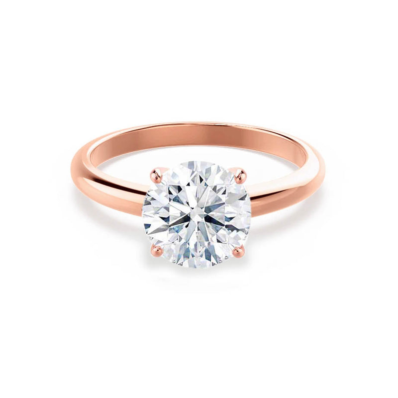 Grace Round lab diamond 18k Rose Gold Solitaire Ring – Lily