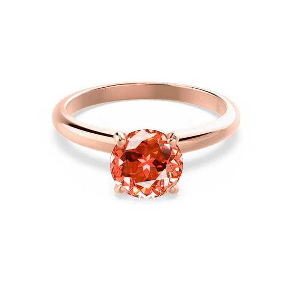 GRACE - Chatham Lab Grown Padparadscha Sapphire Solitaire 18k Rose Gold Engagement Ring Lily Arkwright