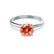 Grace Round cut padparadscha sapphire lab diamond engagement ring 950 platinum solitaire by Lily Arkwright