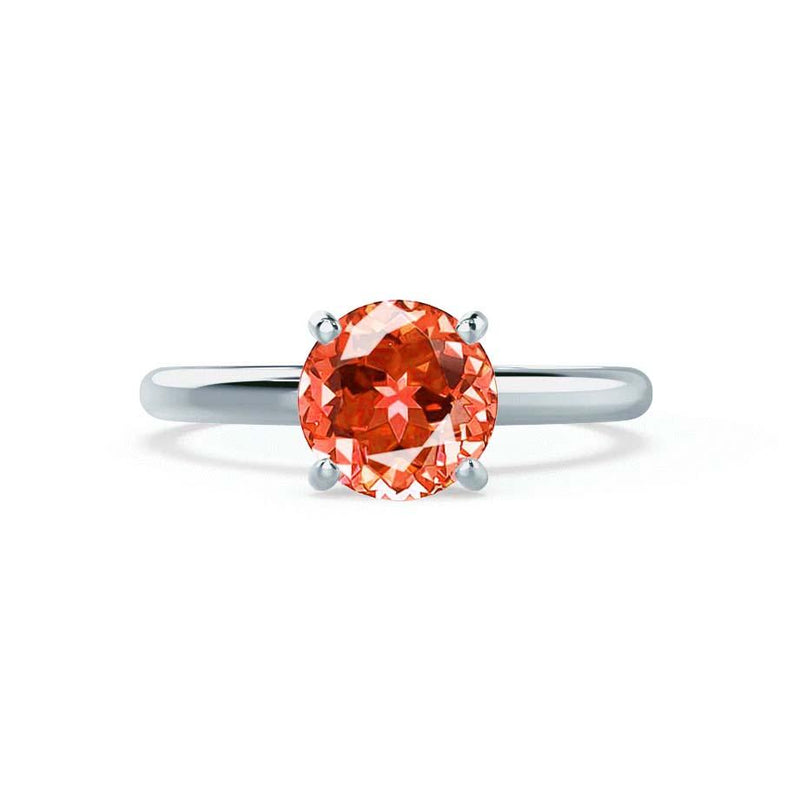 GRACE - Chatham Lab Grown Padparadscha Sapphire Solitaire 950 Platinum Engagement Ring Lily Arkwright