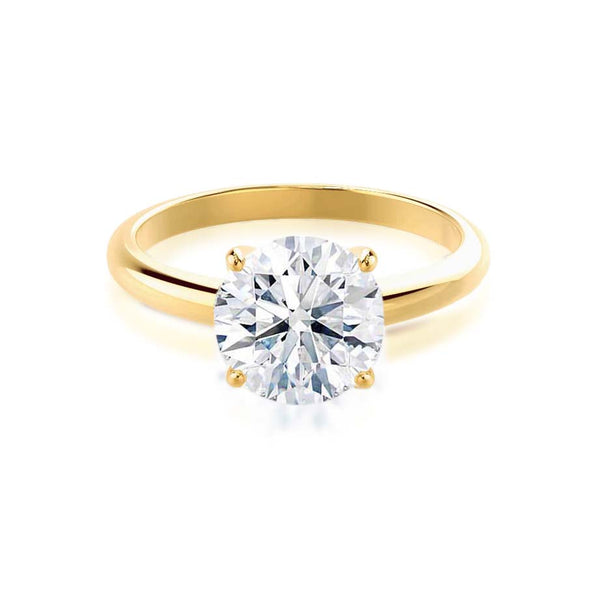 GRACE - Round Lab Diamond 18k Yellow Gold Solitaire Ring Engagement Ring Lily Arkwright