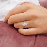 HARLOW - Pear Moissanite & Diamond 18k White Gold Halo Engagement Ring Lily Arkwright