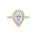 Harlow pear cut diamond Forever One moissanite lab created engagement ring 18k yellow gold petite diamond halo Lily Arkwright