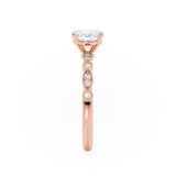 HOPE - Princess Moissanite & Diamond 18k Rose Gold Vintage Shoulder Set Engagement Ring Lily Arkwright