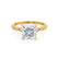 HOPE - Princess Moissanite & Diamond 18k Yellow Gold Vintage Shoulder Set Engagement Ring Lily Arkwright
