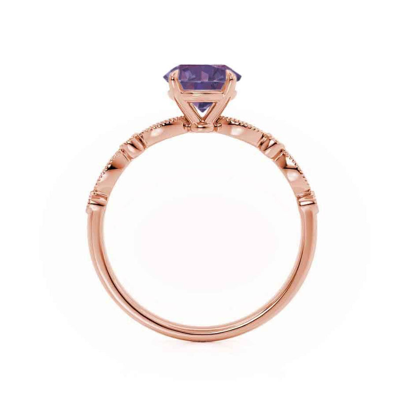 HOPE - Round Alexandrite 18k Rose Gold Shoulder Set Ring Engagement Ring Lily Arkwright