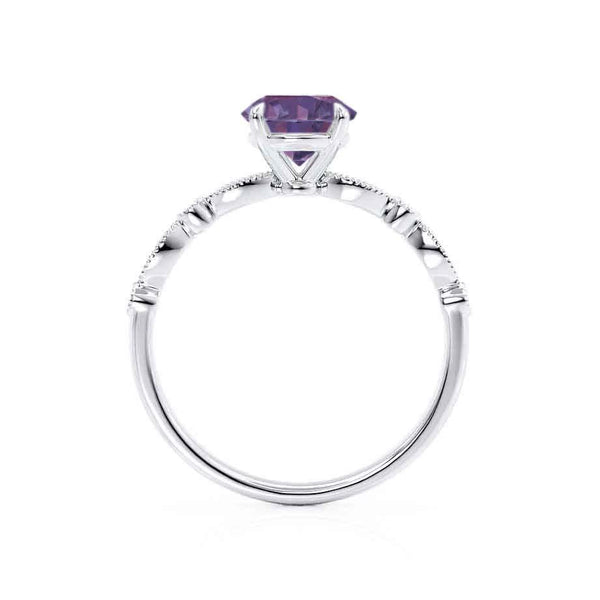 HOPE - Round Alexandrite 950 Platinum Shoulder Set Ring Engagement Ring Lily Arkwright