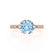 HOPE - Chatham® Round Aqua Spinel 18k Rose Gold Shoulder Set Ring Engagement Ring Lily Arkwright