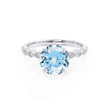 HOPE - Chatham® Round Aqua Spinel 950 Platinum Shoulder Set Ring Engagement Ring Lily Arkwright