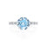 HOPE - Chatham® Round Aqua Spinel 18k White Gold Shoulder Set Ring Engagement Ring Lily Arkwright