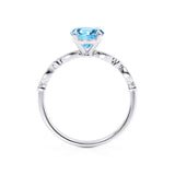 HOPE - Chatham® Round Aqua Spinel 950 Platinum Shoulder Set Ring Engagement Ring Lily Arkwright
