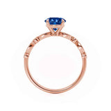 HOPE - Round Blue Sapphire 18k Rose Gold Shoulder Set Ring Engagement Ring Lily Arkwright