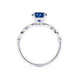 HOPE - Round Blue Sapphire 950 Platinum Shoulder Set Ring Engagement Ring Lily Arkwright