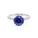 HOPE - Round Blue Sapphire 18k White Gold Shoulder Set Ring Engagement Ring Lily Arkwright