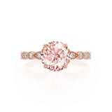 HOPE - Chatham® Round Champagne Sapphire 18k Rose Gold Shoulder Set Ring Engagement Ring Lily Arkwright