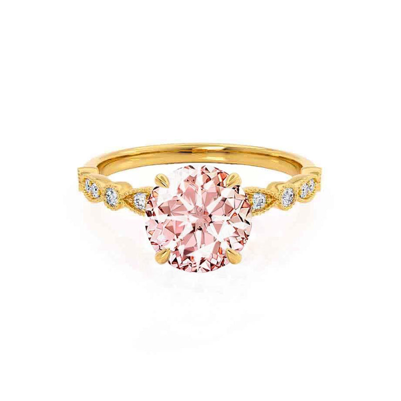 HOPE - Chatham® Round Champagne Sapphire 18k Yellow Gold Shoulder Set Ring Engagement Ring Lily Arkwright