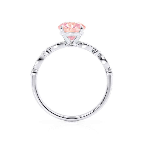 HOPE - Chatham® Round Champagne Sapphire 18k White Gold Shoulder Set Ring Engagement Ring Lily Arkwright