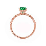 HOPE - Round Emerald 18k Rose Gold Shoulder Set Ring Engagement Ring Lily Arkwright