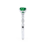 HOPE - Round Emerald 950 Platinum Shoulder Set Ring Engagement Ring Lily Arkwright