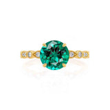 HOPE - Round Emerald 18k Yellow Gold Shoulder Set Ring Engagement Ring Lily Arkwright