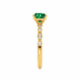 HOPE - Round Emerald 18k Yellow Gold Shoulder Set Ring Engagement Ring Lily Arkwright