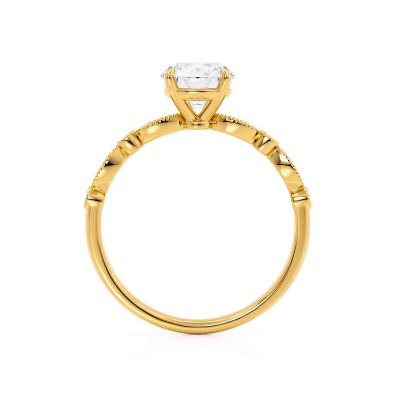 HOPE - Princess Moissanite & Diamond 18k Yellow Gold Vintage Shoulder Set Engagement Ring Lily Arkwright