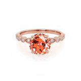HOPE - Round Padparadscha 18k Rose Gold Shoulder Set Ring Engagement Ring Lily Arkwright