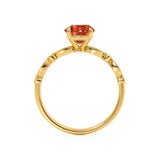 HOPE - Round Padparadscha 18k Yellow Gold Shoulder Set Ring Engagement Ring Lily Arkwright