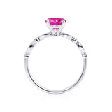 HOPE - Round Pink Sapphire 18k White Gold Shoulder Set Ring Engagement Ring Lily Arkwright